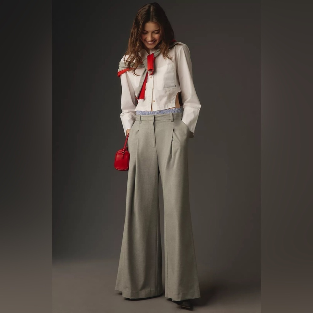 NWT Size M - Maeve Boxer Detail Pleat-Front Trousers